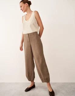 Linen Trousers with Darted Cuff
