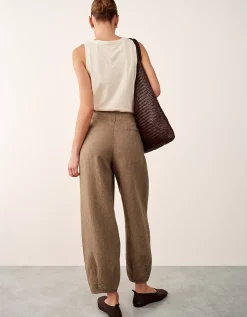 Linen Trousers with Darted Cuff