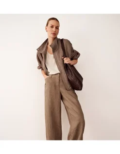 Linen Trousers with Darted Cuff