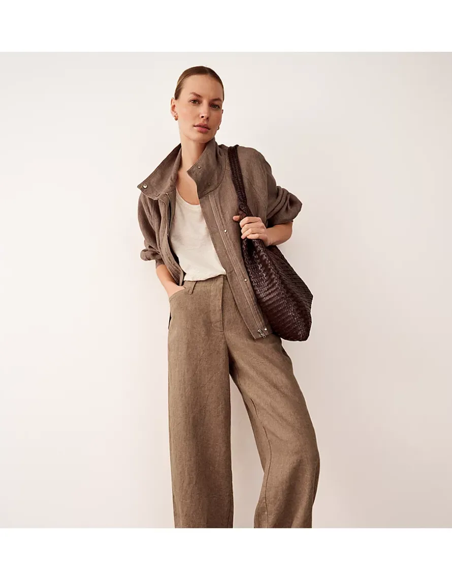 Linen Trousers with Darted Cuff