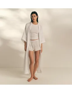 Long Lightweight Organic Cotton Waffle Robe