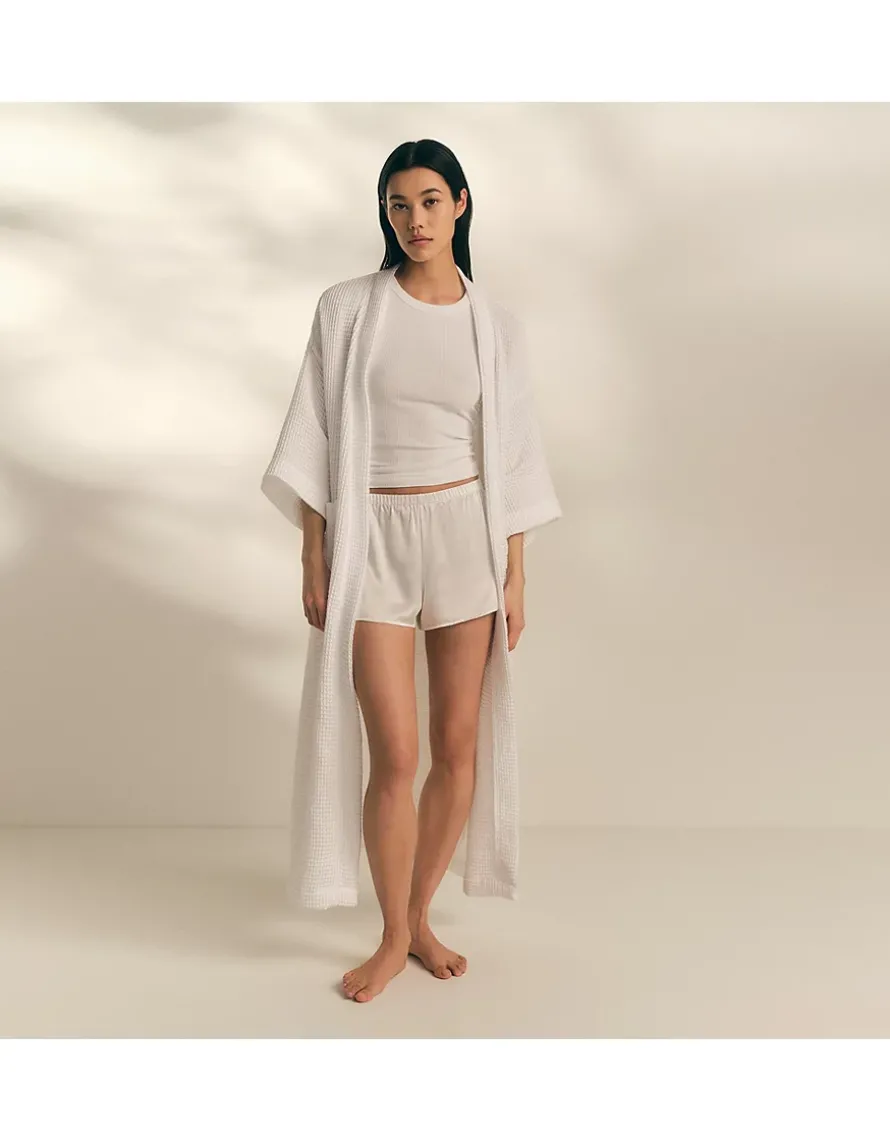 Long Lightweight Organic Cotton Waffle Robe