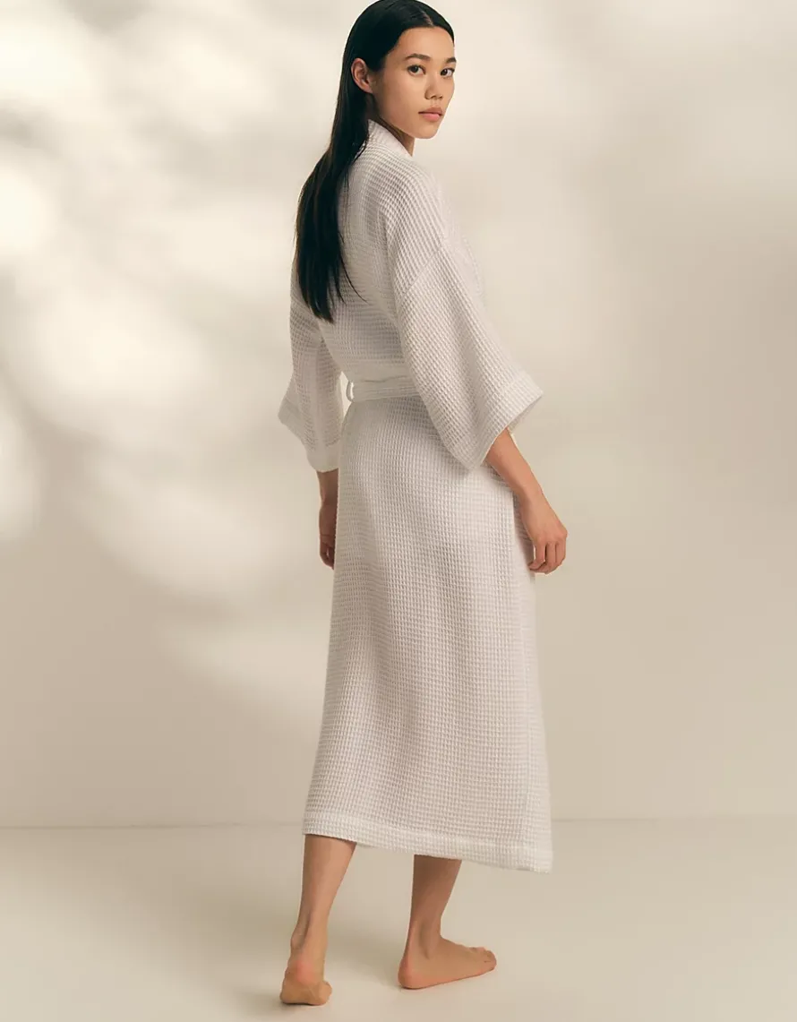 Long Lightweight Organic Cotton Waffle Robe