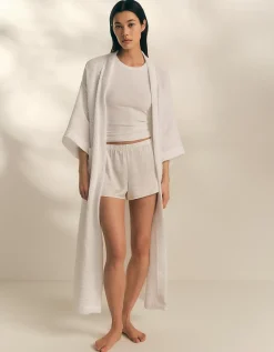 Long Lightweight Organic Cotton Waffle Robe
