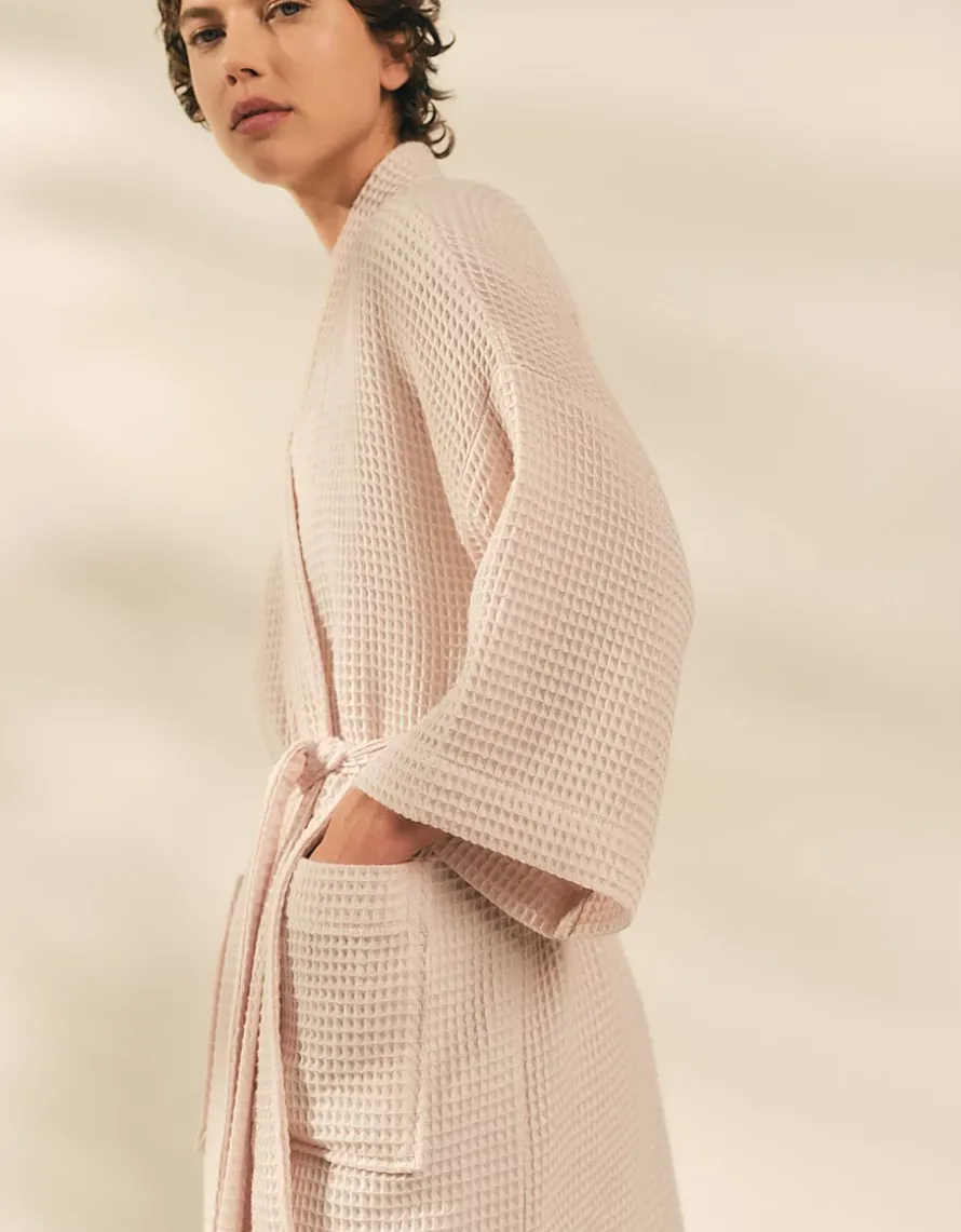 Long Lightweight Organic Cotton Waffle Robe