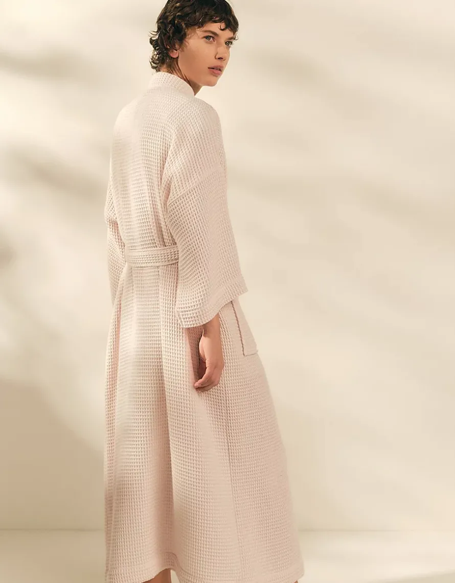 Long Lightweight Organic Cotton Waffle Robe