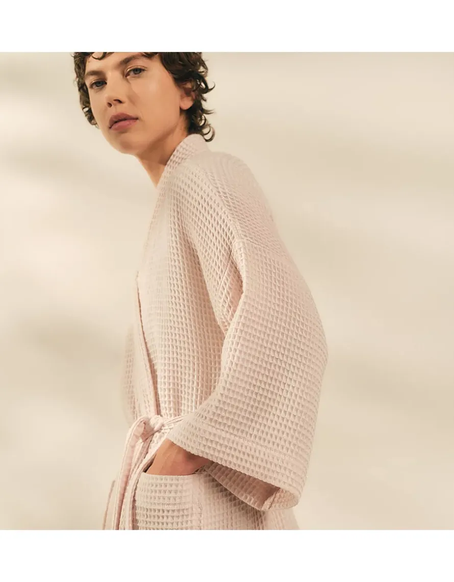 Long Lightweight Organic Cotton Waffle Robe