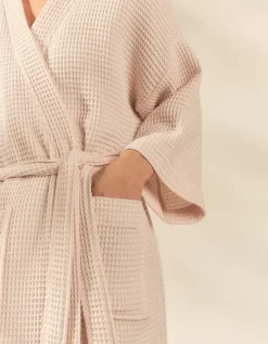 Long Lightweight Organic Cotton Waffle Robe