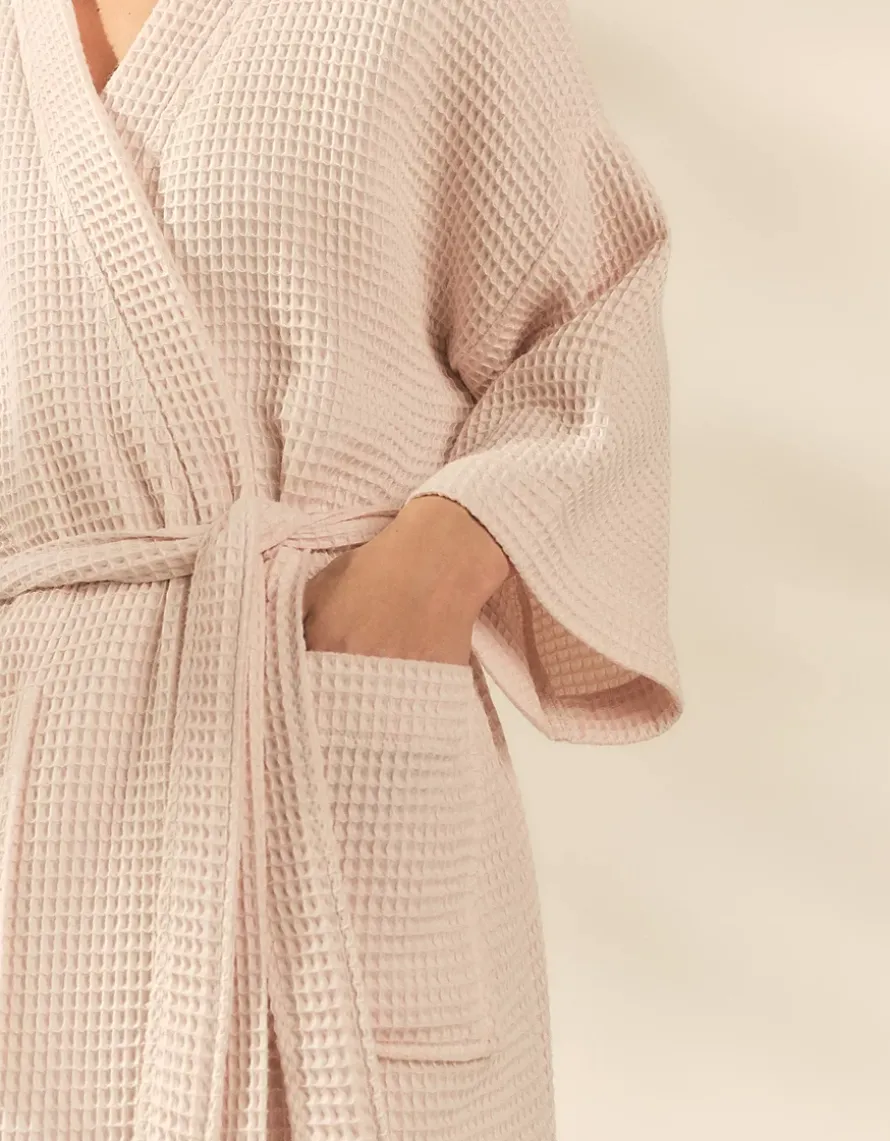 Long Lightweight Organic Cotton Waffle Robe