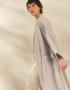 Long Lightweight Organic Cotton Waffle Robe