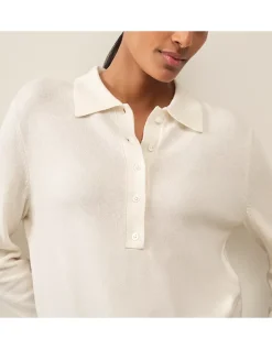 Long Sleeve Knitted Polo Jumper with Cashmere