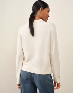 Long Sleeve Knitted Polo Jumper with Cashmere