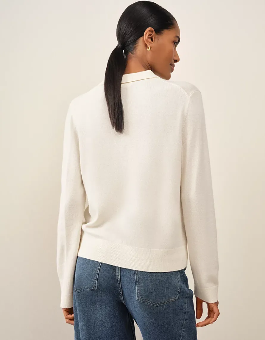 Long Sleeve Knitted Polo Jumper with Cashmere