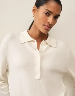 Long Sleeve Knitted Polo Jumper with Cashmere