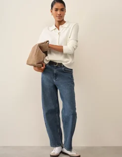 Long Sleeve Knitted Polo Jumper with Cashmere