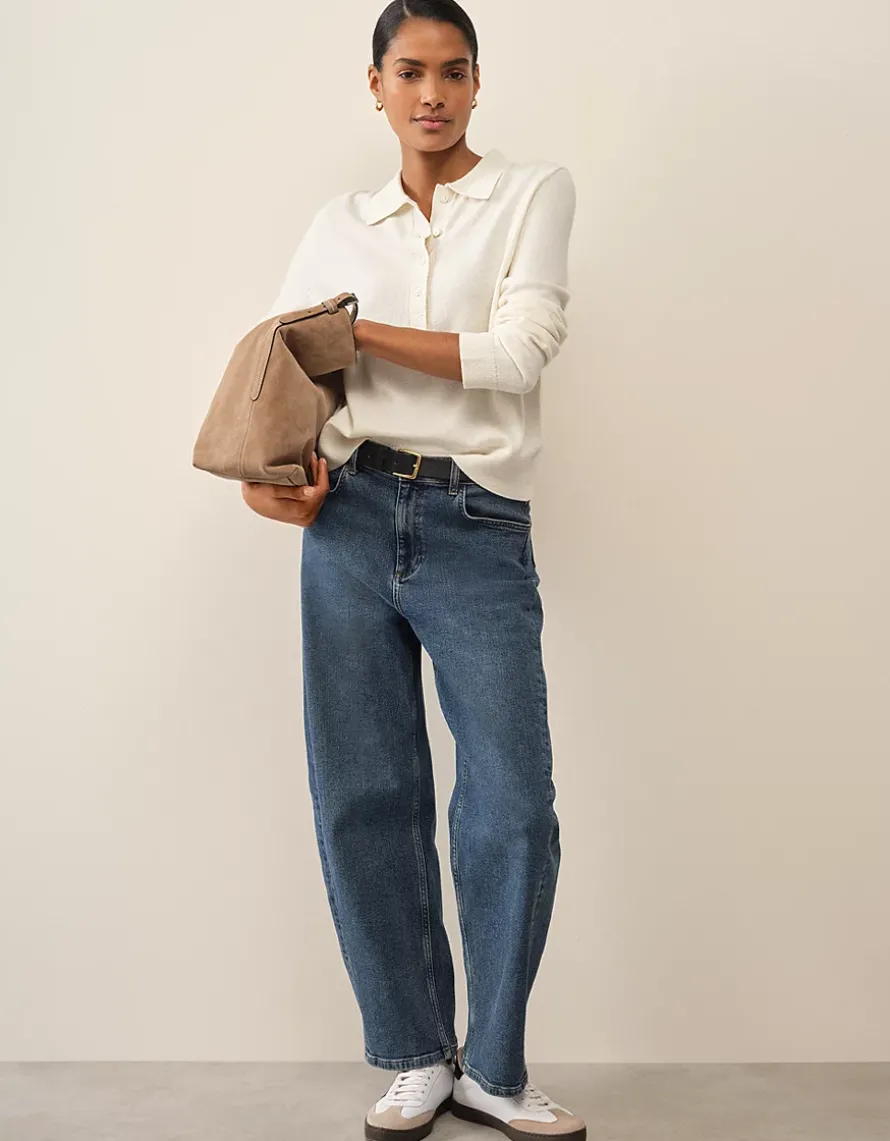 Long Sleeve Knitted Polo Jumper with Cashmere
