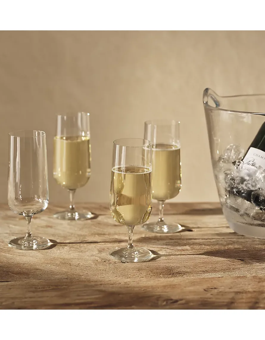 LSA International Arc Champagne Flute Glasses – Set of 4