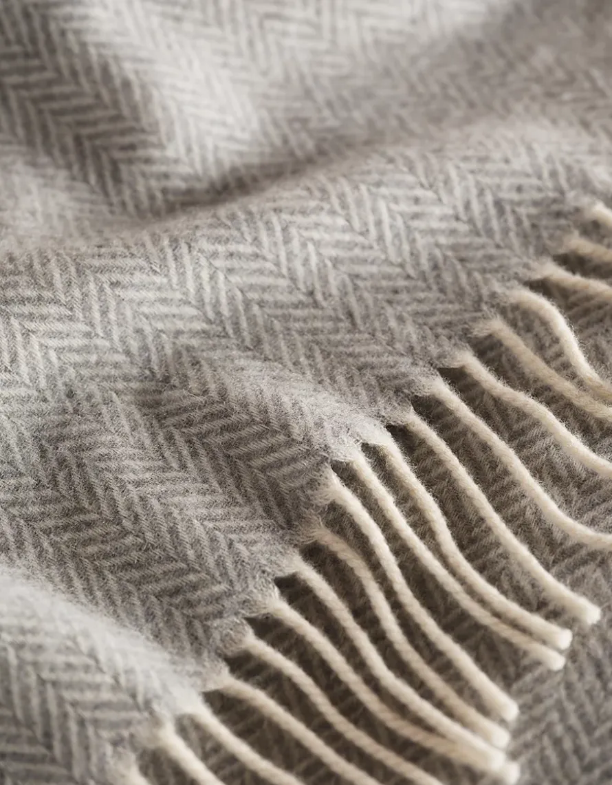 Luxury Wool Cashmere Herringbone Throw