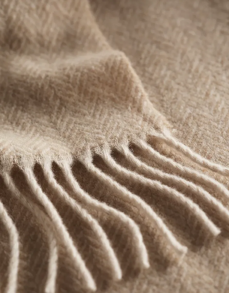 Luxury Wool Cashmere Herringbone Throw