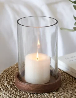 Mango Wood Hurricane Candle Holder