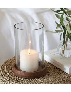 Mango Wood Hurricane Candle Holder – Medium