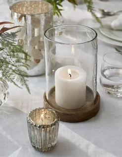Mango Wood Hurricane Candle Holder – Medium