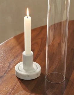 Marble Hurricane Dinner Candle Holder