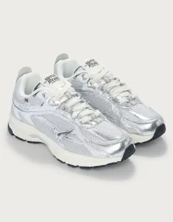 Mercer The Re-Run Cracked Silver Trainers