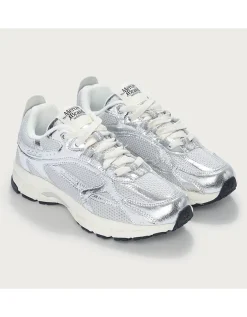 Mercer The Re-Run Cracked Silver Trainers