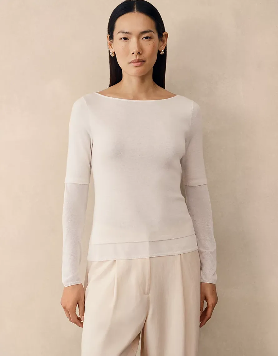 Merino Double Layer Sheer Knitted Top
