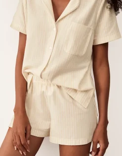 Organic Brushed Cotton Stripe Shortie Pyjama Set