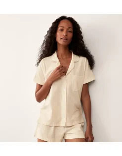 Organic Brushed Cotton Stripe Shortie Pyjama Set