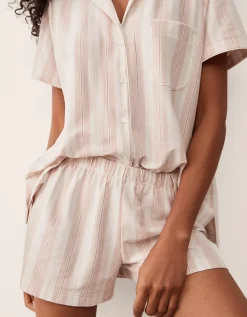 Organic Brushed Cotton Stripe Shortie Pyjama Set