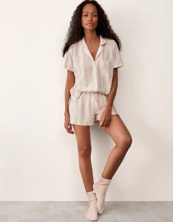Organic Brushed Cotton Stripe Shortie Pyjama Set