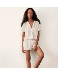 Organic Brushed Cotton Stripe Shortie Pyjama Set
