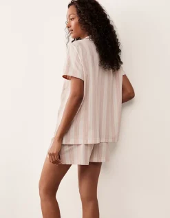 Organic Brushed Cotton Stripe Shortie Pyjama Set