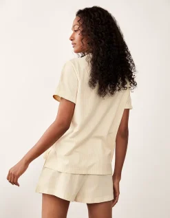 Organic Brushed Cotton Stripe Shortie Pyjama Set