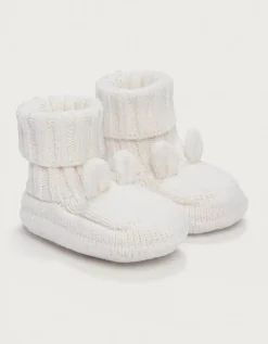 Organic Cotton Bear Pram Booties (0–12mths)