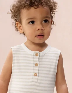 Organic Cotton Bear Sleeveless Jersey Romper (0–2yrs)