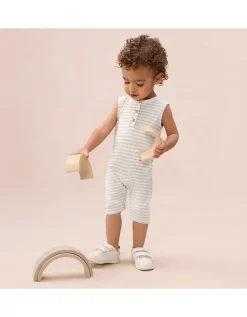Organic Cotton Bear Sleeveless Jersey Romper (0–2yrs)