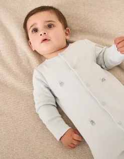 Organic Cotton Bedtime Friends Embroidered Sleepsuit (0–24mths)
