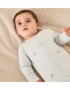 Organic Cotton Bedtime Friends Embroidered Sleepsuit (0–24mths)