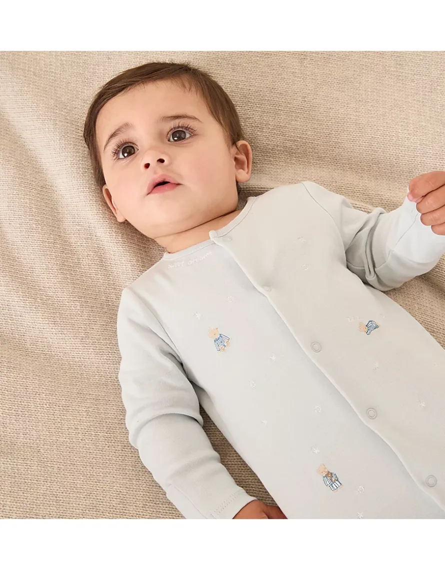 Organic Cotton Bedtime Friends Embroidered Sleepsuit (0–24mths)