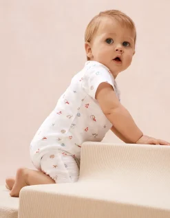 Organic Cotton Blend Beach Scene Shortie Sleepsuit (0–2yrs)