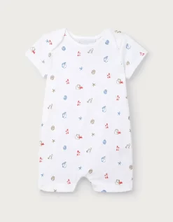 Organic Cotton Blend Beach Scene Shortie Sleepsuit (0–2yrs)