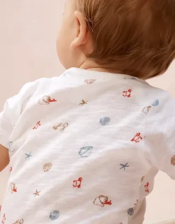 Organic Cotton Blend Beach Scene Shortie Sleepsuit (0–2yrs)