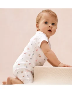 Organic Cotton Blend Beach Scene Shortie Sleepsuit (0–2yrs)