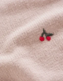 Organic Cotton Blend Blanket Cherry Embroidered Blanket