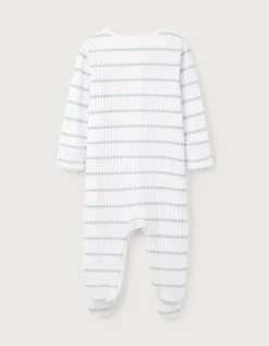 Organic Cotton Blend Blue Stripe Rib Sleepsuit (0–24mths)