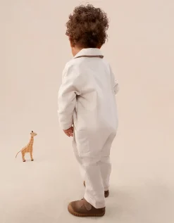 Organic Cotton Blend Cord Jumpsuit Top & Neckerchief Set (0–4yrs)